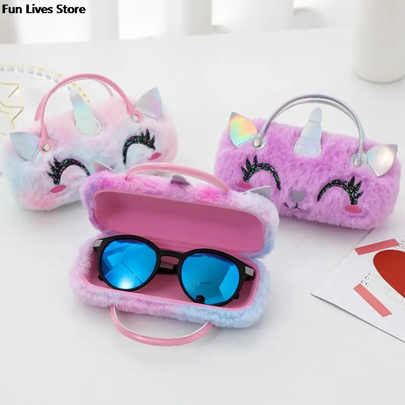 Protable Glasses Pocket Bag Cute Unicorn Plush Sunglasses Totes Pouch Winter Eyewear Case Compression Folding Purse Lovely