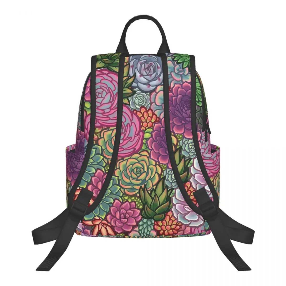 Blooming Succulent Plant Garden Student Backpack School Bag Hiking Travel Daypack for Men Women Bookbag Shoulder Bags