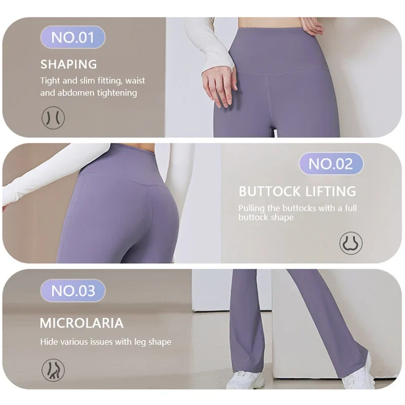 Flare Leggings Yoga Pants Women High Waist Breathable Wide Leg Pants Gym Sports Slim Flared Tight Pants Plus Size Dance Trousers