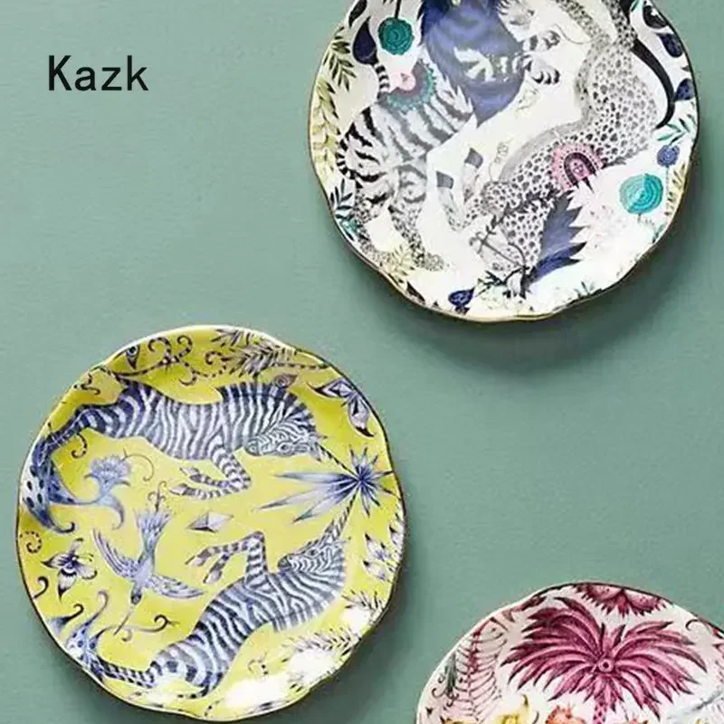 American Jungle Style Ceramic Plate Creative Animal Colour Glaze Craft Western Steak Dinner Plates Dessert Dishes Tableware Dish