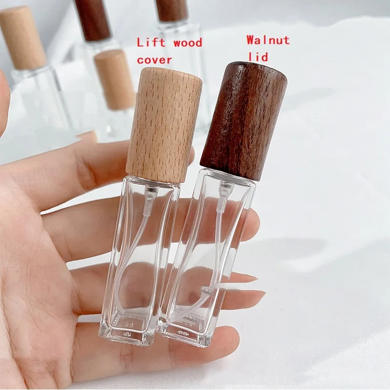 5ml 10ml 20ml 30ml Wooden Cap Spray Bottle Glass Perfume Bottle Portable Refillable Cosmetic Container Travel Empty Atomizer