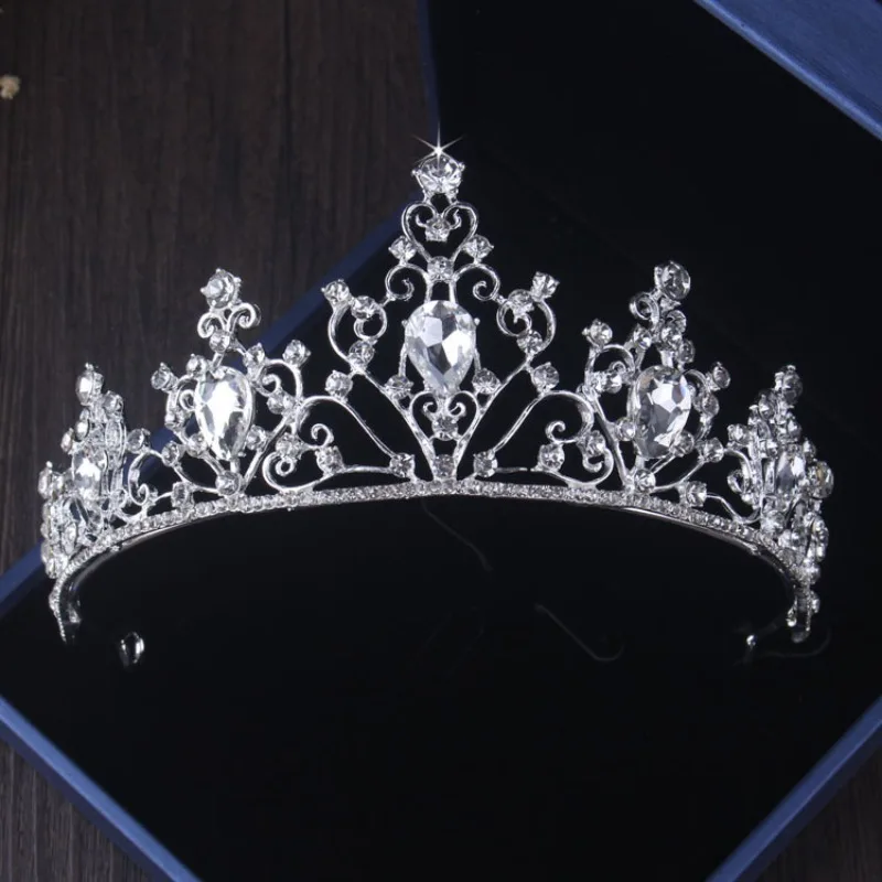 

Изысканная свадебная корона-тиара с кристаллами в форме капли, узор «Королева-Принцесса», аксессуар для банкета, свадьбы, дня рождения