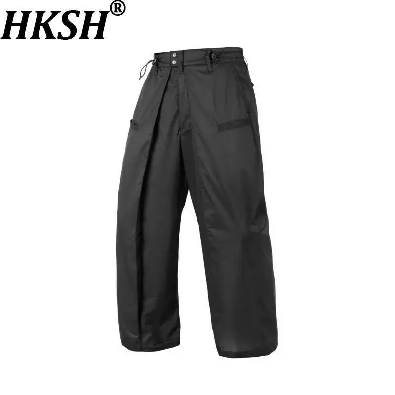 

HKSH Spring Men's Tide Dark Techwear Double-Fold Wide-Leg Pants Light Water-Resistant Sun-Protective Breathable Chic Ins HK23870