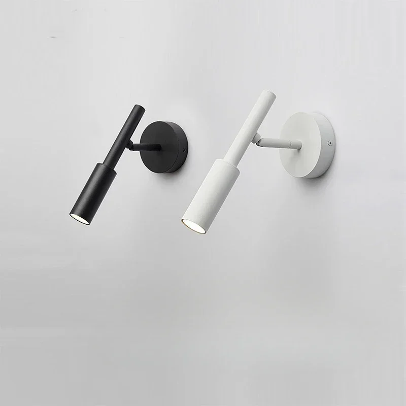 

GHEUVNJ Nordic minimalist bedroom bedside lamp rotating spotlight hotel room study creative small wall lamp