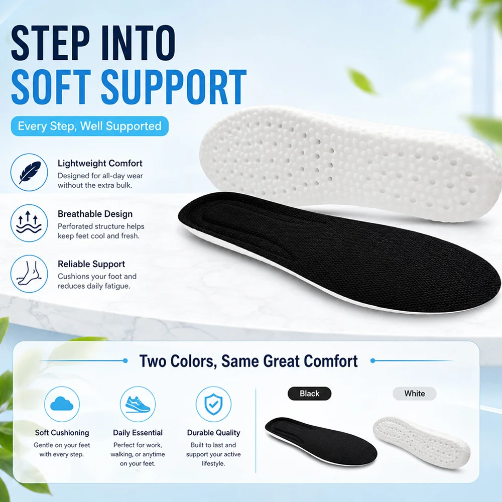 New Sport Shoes Insole Comfortable Plantar Fasciitis Insoles Man Women Orthopedic Running Accessories Breathable Cushion Care