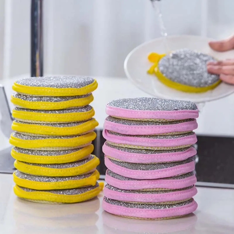 

3 шт., двусторонние губки для мытья посуды