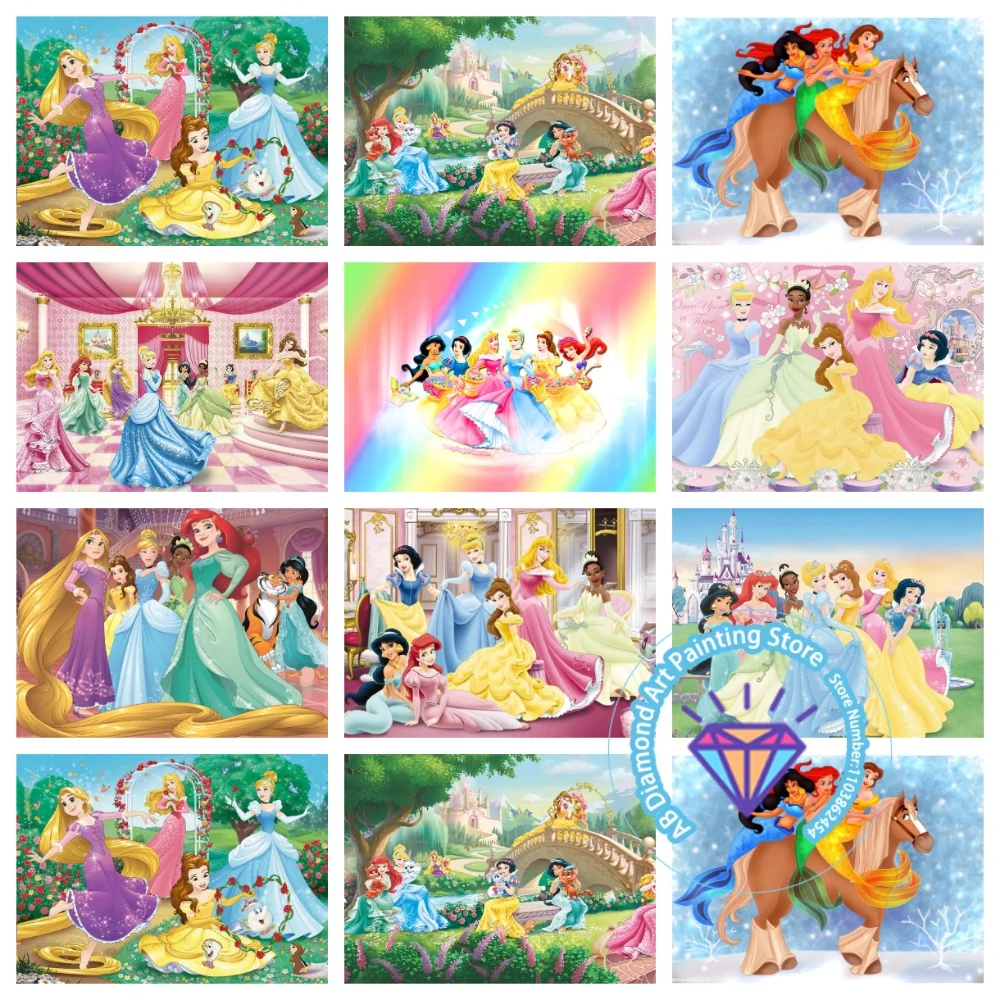 

Cartoon Princess AB Diamond Painting Kit Square Round Diamond 5D DIY Cross Embroidery Handmade Art Exquisite Gift Home Decor