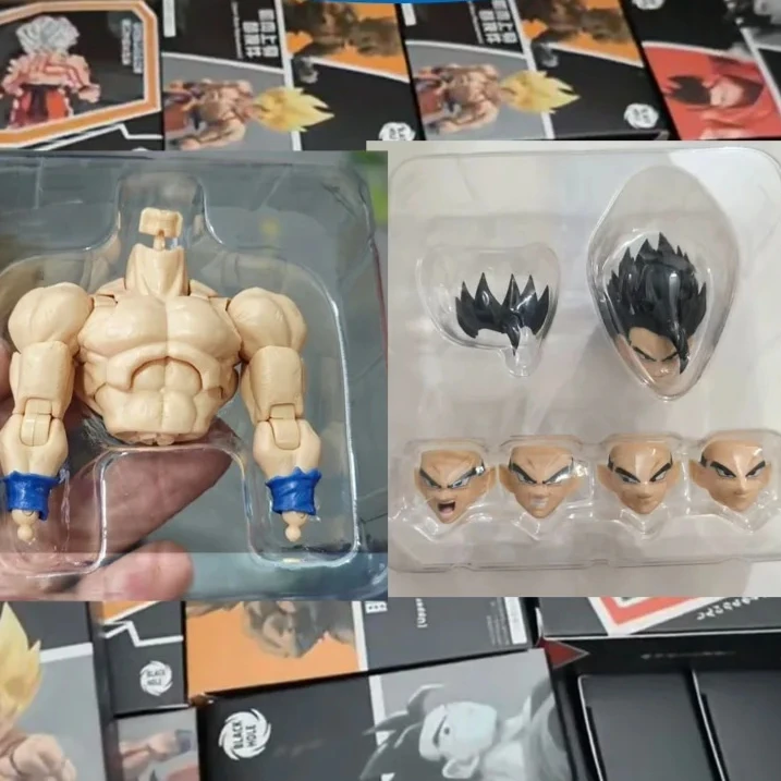 In Stock Black Hole Super Saiyan Goku Muscle Upper Body Swap Part Son Gohan Head Sculpt  Accessories Action Figures Model doll