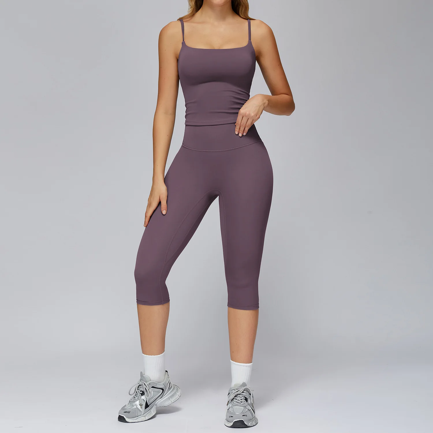 2Piece Sexy Yoga Set Women's Tight Fitting wide Leg Leisure Exercise Set Women Outdoor Running fitness High Waist Breathable Set
