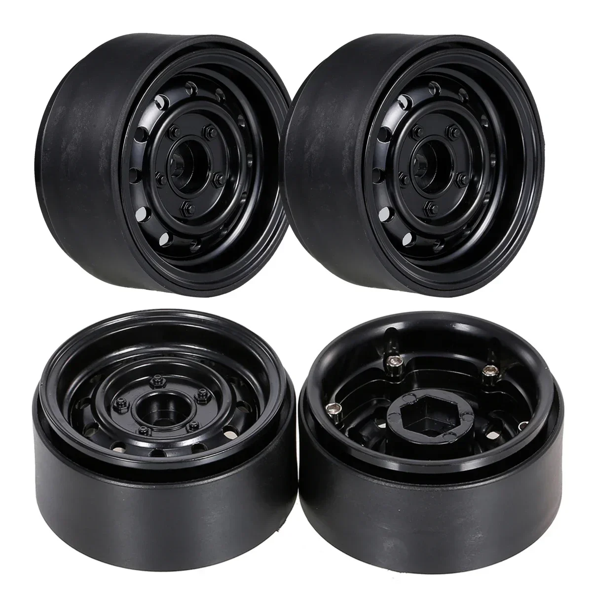 

4Pcs 1.9" Beadlock 12-Holes Wheel Rim Hub for 1/10 RC Crawler Car Axial SCX10 90046 D90 Trxs TRX-4