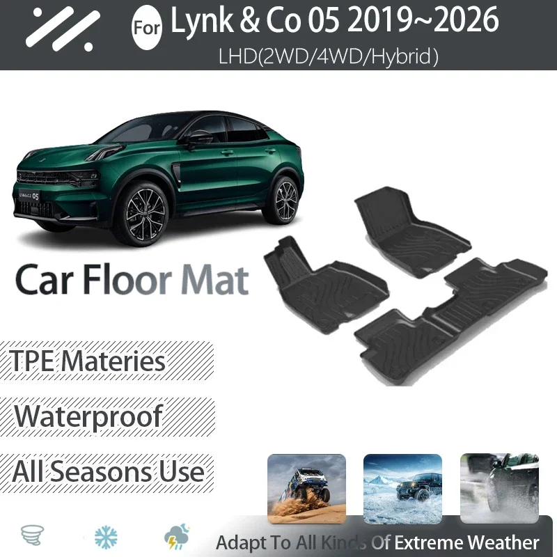 Car Floor Mats For Lynk & Co 05 2019~2026 5seat 2WD 4WD Hybrid Vedrsion Waterproof Foot Carpet LHD Floor Covers Auto Accessories