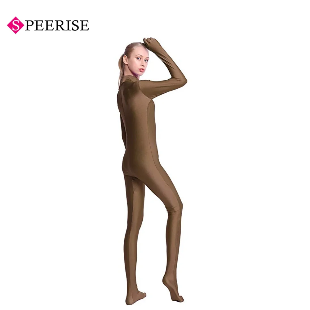 Speerise Women Footed Unitard Spandex Bodysuit Adult Sexy High Neck Full Body  Jumpsuits Cosplay Costumes Suit