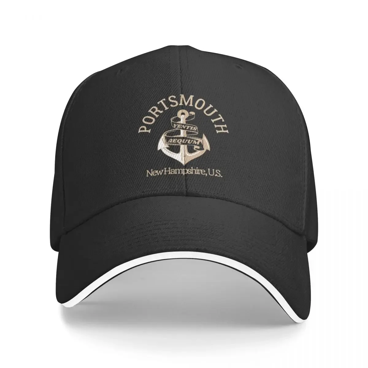 Anchor Portsmouth New Hampshire U.S.,Tan Text- Vintage-Style Sailing / Nautical Baseball Cap custom hats Men Caps Women\'s