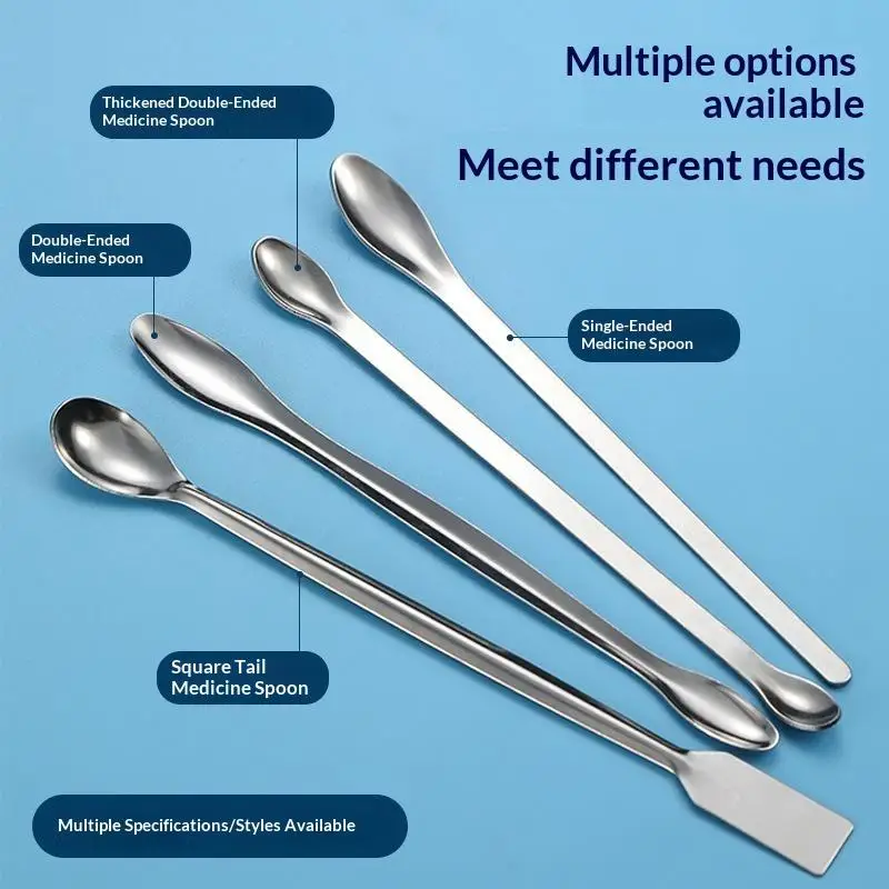 {MAX-66} Stainless Steel Medicinal Spoon Ladle Double-ended Experiment Pharmacy Lab Use Reagents Sample Spatula Weighing Spoon