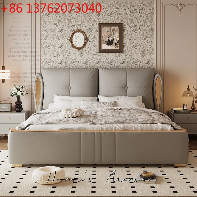 

Full Luxury Double Bed Modern Headboard Shelves King Size Twin Double Bed House Space Saving Lit 2 Personnes Bedroom Furniture