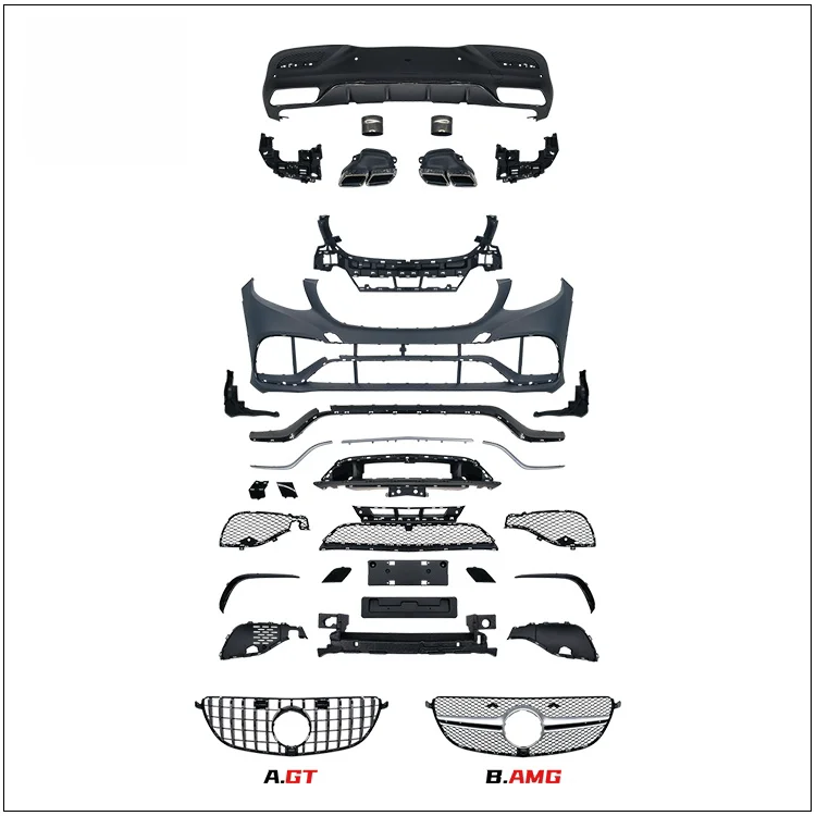 Sports Model Bumpers Grille Body Kit For Mercedes-Benz GLE COUPE (2015-2019) C292 Upgrade to AMG63