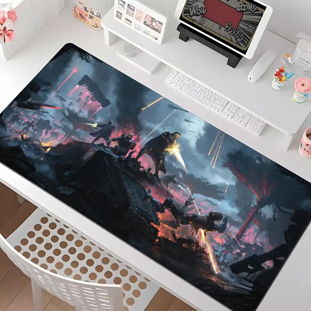 

H-Helldivers-S 2 Mouse Pad Multiple Sizes Large Square Computer Office Game Table Mats Rubber Anti-slip Mousepads