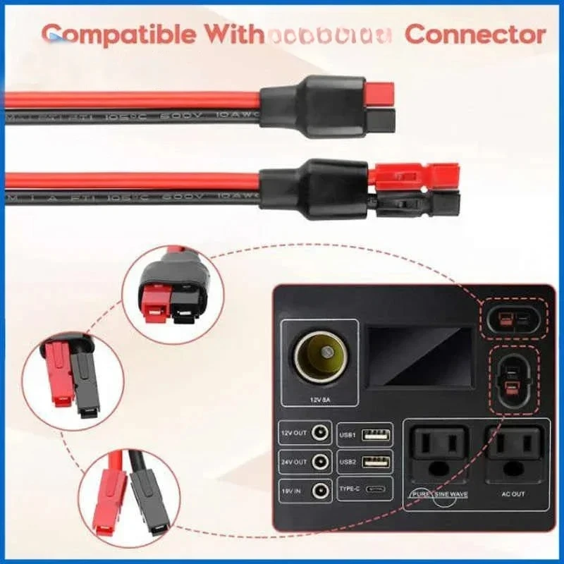50A/30A Plug to XT60 Male Female Charging/Discharging Wire Adapter XT60 to 30A Electric Vehicle Lithium Battery Connector Cable