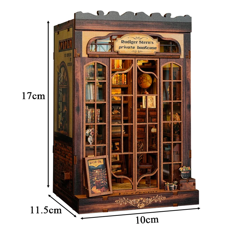 Libreria privata di Rudiger Stern in legno fai-da-te Kit di inserti per scaffali per angoli di libri Kit modello in miniatura Fermalibri per regali di compleanno di amici