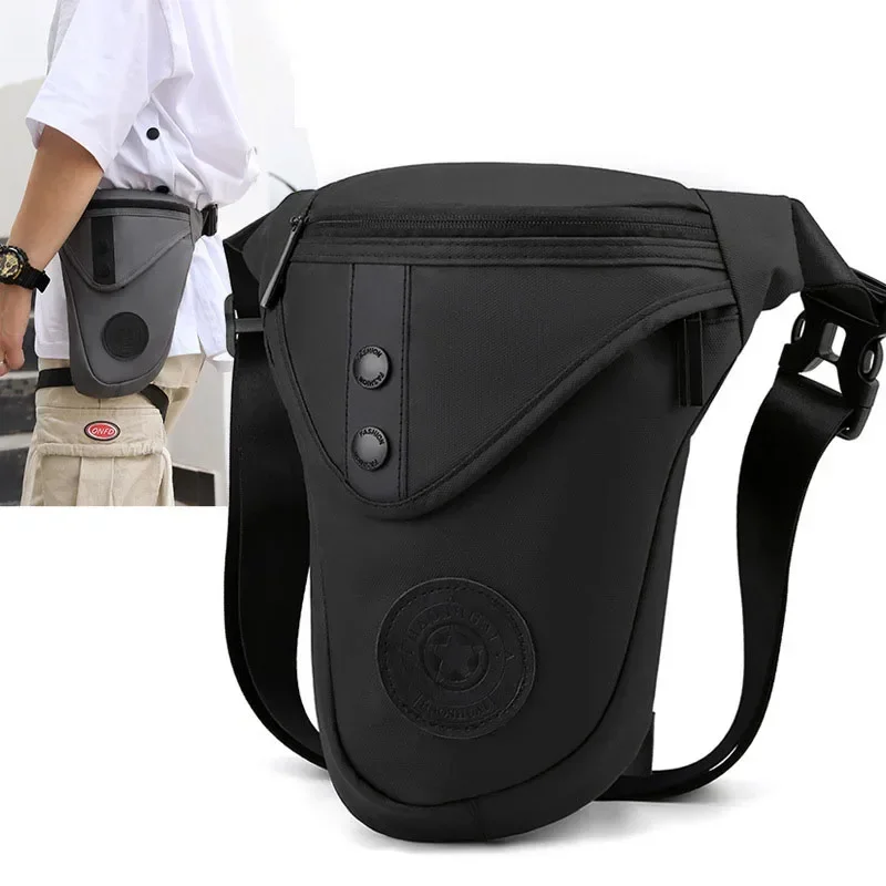 Sac de jambe en nylon pour homme, sac banane de cuisse pour motocycliste, sac de taille de hanche pour homme, messager initié multifonctionnel