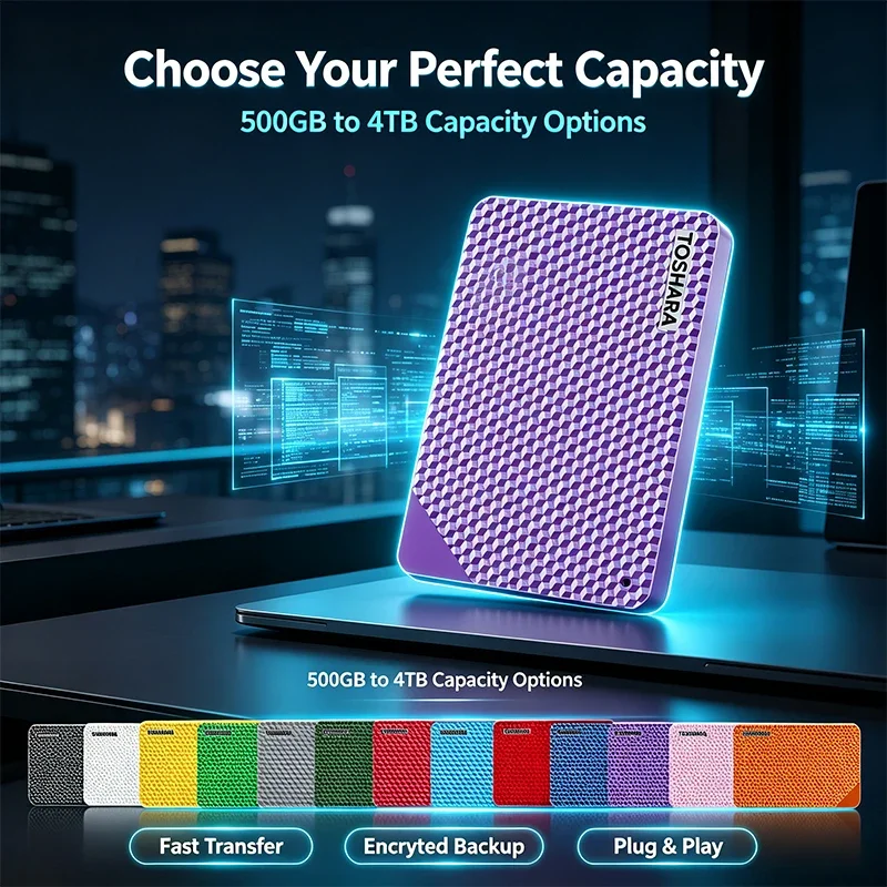 Original A3-6 Purple/Blue/Gray Portable External Hard Drive Large Capacity Storage Disk for Laptop Desktop Notebook Smartphone