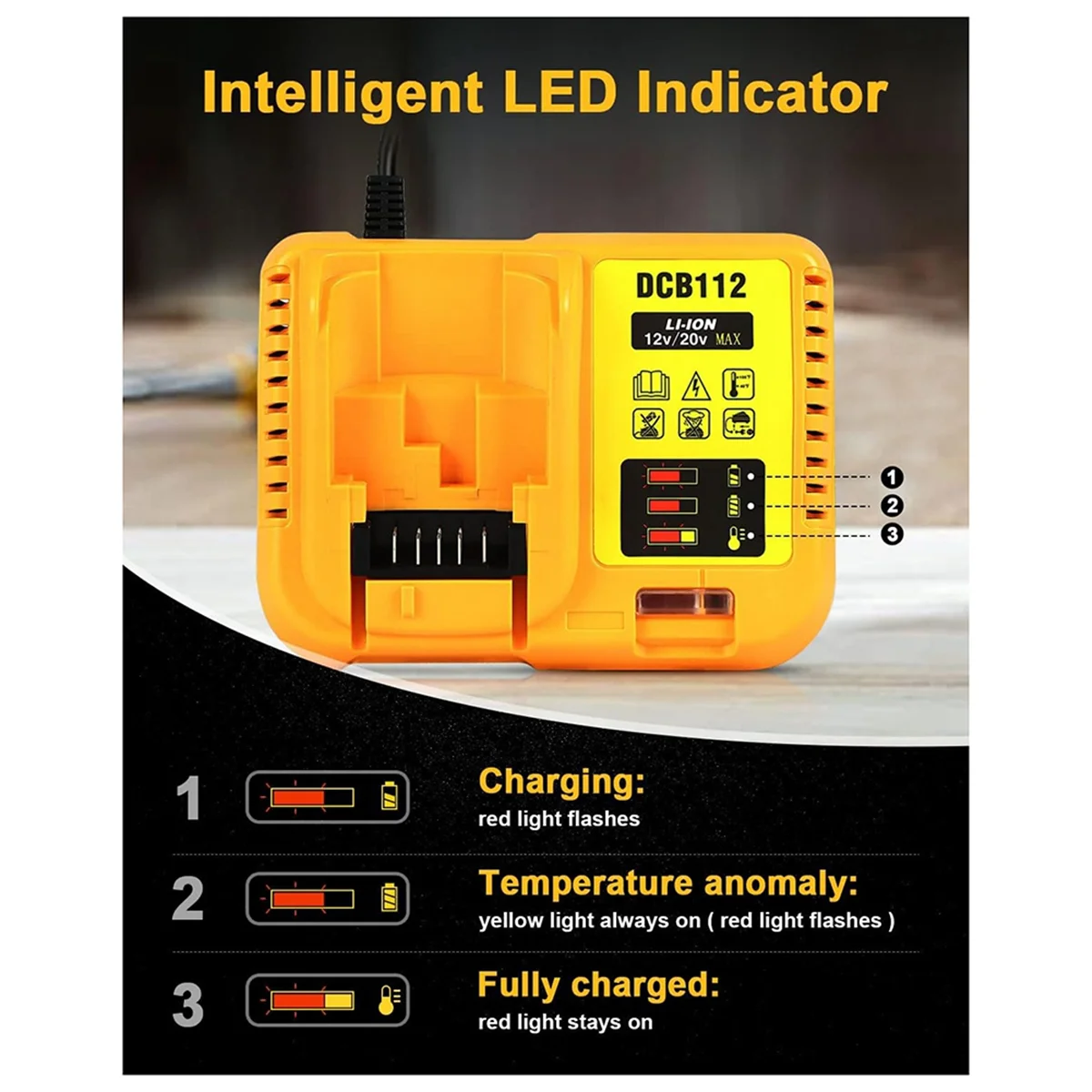 Imagem -03 - Substituição Carregador de Bateria para Dewalt Dcb112 12v 20v Max Bateria de Lítio Plug Eua