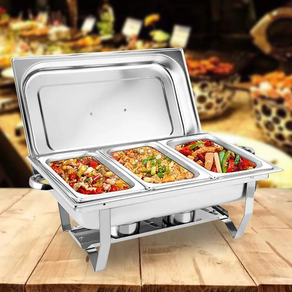 Chafing Dish Buffet Set 9L Food Warmer Set with Lid and Fuel Container Stainless Steel Buffet Server for Buffets Catering Party