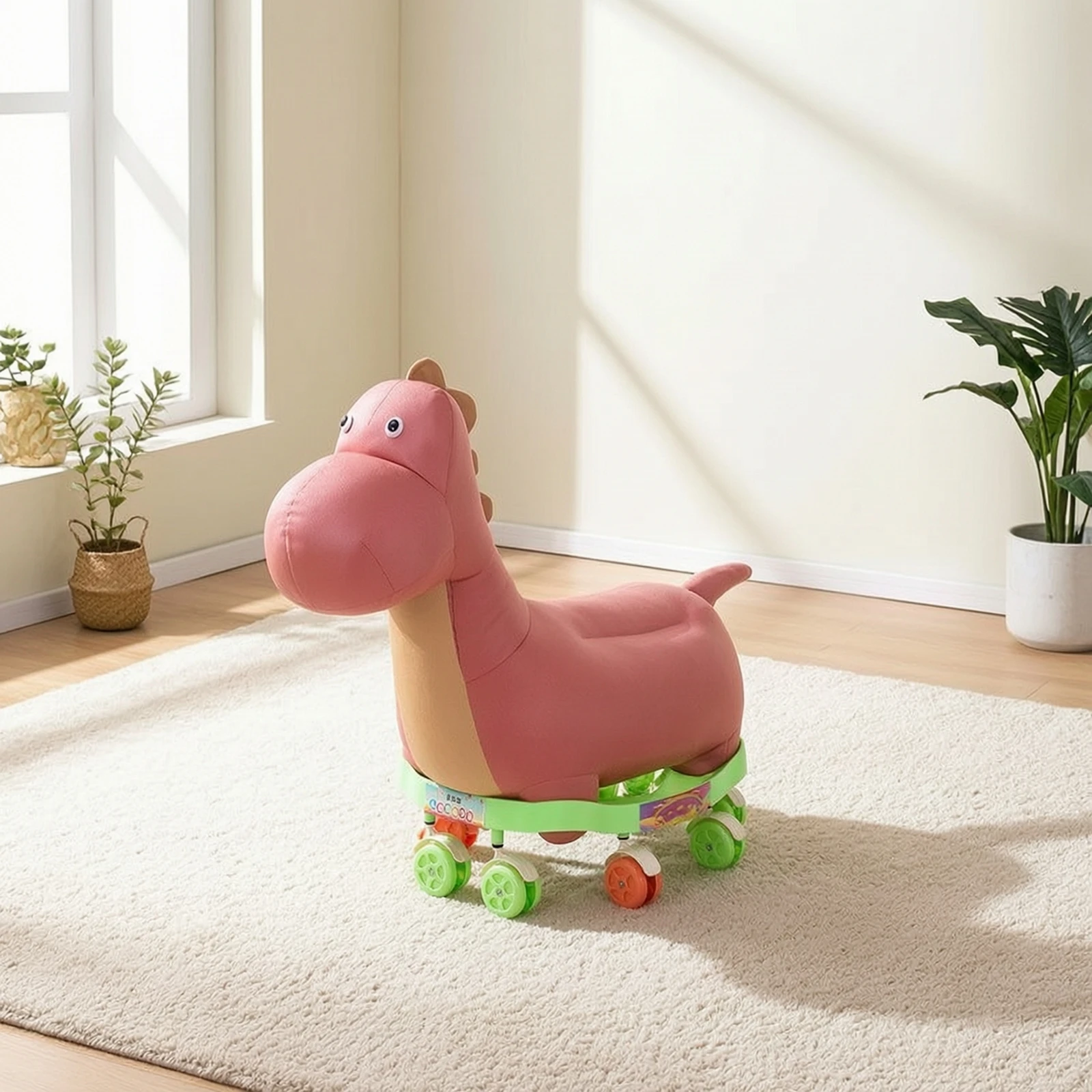 Cushy Rolling Seat Comfortable Padded Rolling Stool Upholstered Stool with Wheels Low-Height Furniture Cushioned for Children view 2