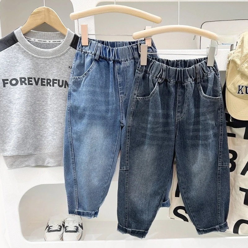 

2025 New Spring and Autumn Children's Personalized Thread Design with Streethead Style Soft Cowboy Pants