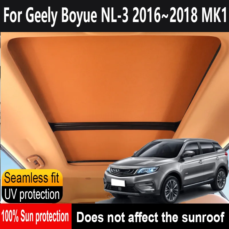 Protetor Solar de Teto para Carro Geely Boyue NL-3 2016~2018 2017 MK1, Isolamento Anti-UV com Adsorção Eletrostática, Cortina Solar
