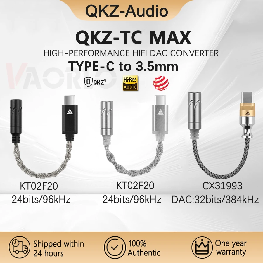 QKZ TC-MAX Pro HiFi DAC USB Type C To 3.5mm Headphone Amplifier Audio Decoder IEM AMP Mobile Phone Adapter CX31993 32bits/384kHz