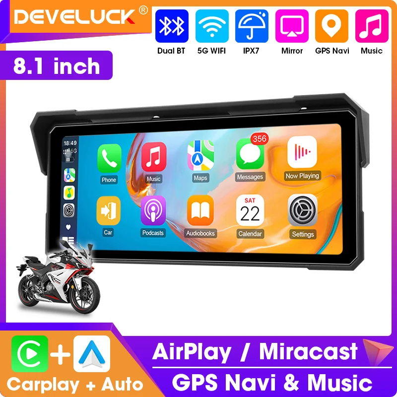 

7'' Motorcycle Carplay Screen WIFI Android Auto Navigation GPS IP67 Waterproof Motorcycles Dual Bluetooth TPMS Moto Accessories