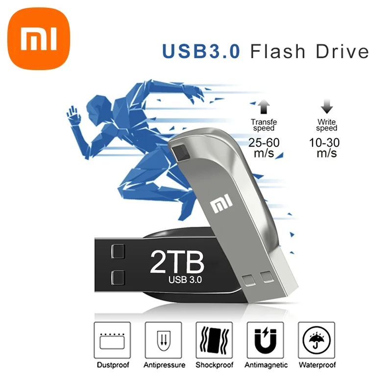 Xiaomi-Clé USB 3.0 en métal, grande capacité, transfert haute vitesse, mémoire étanche, disque U, 2 To, 1 To, original