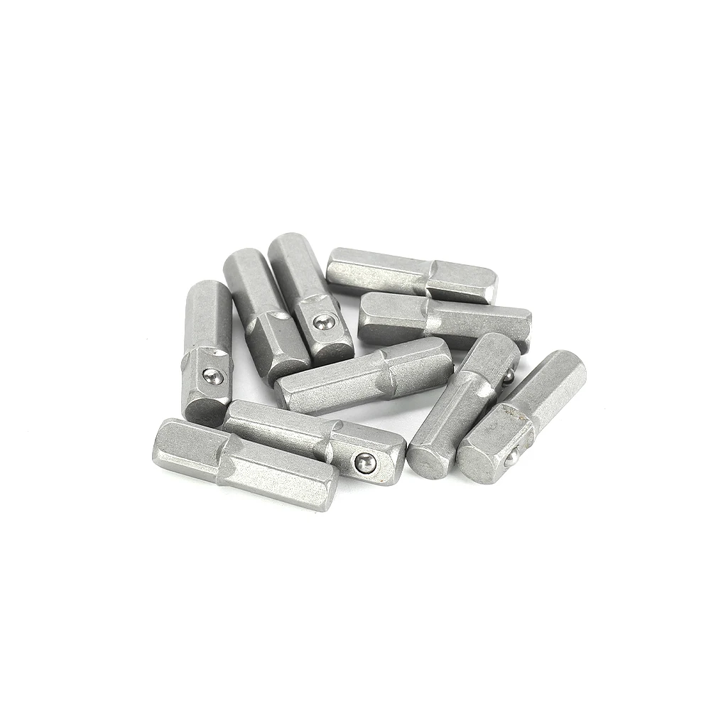 10Pcs 1/4 Square Drive To 1/4 Hex Shank Impact Socket 1/4 Drill Socket Adapter Converter Wrench Hand Tool 25mm