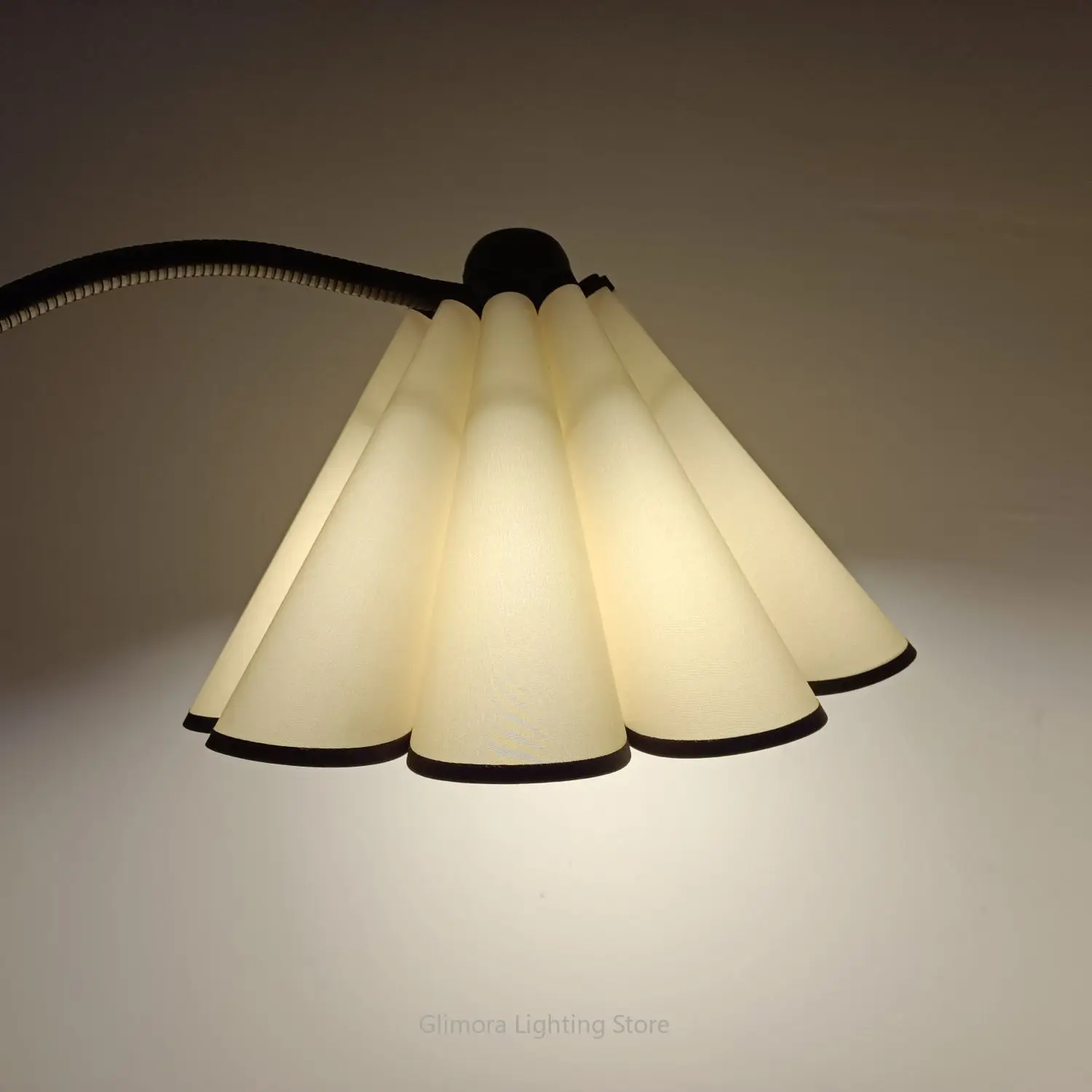 Handmade Khaki Fabric Petal Lampshade for Pendant Light, Universal Arc Floor Lamp Cover with Slant Opening