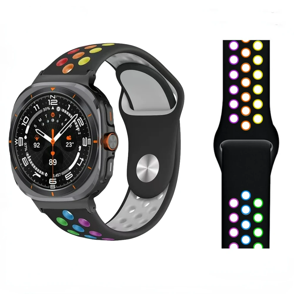 Two-color Silicone Strap for Samsung Galaxy Watch Ultra 47mm Sport Breathable Bracelet Wristband for Galaxy Watch 7 Ultra 47mm