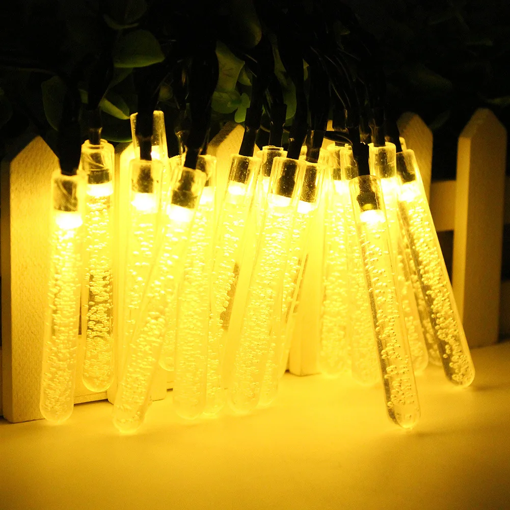 Bubble Column Acrylic Solar LED Light String Color Lamp