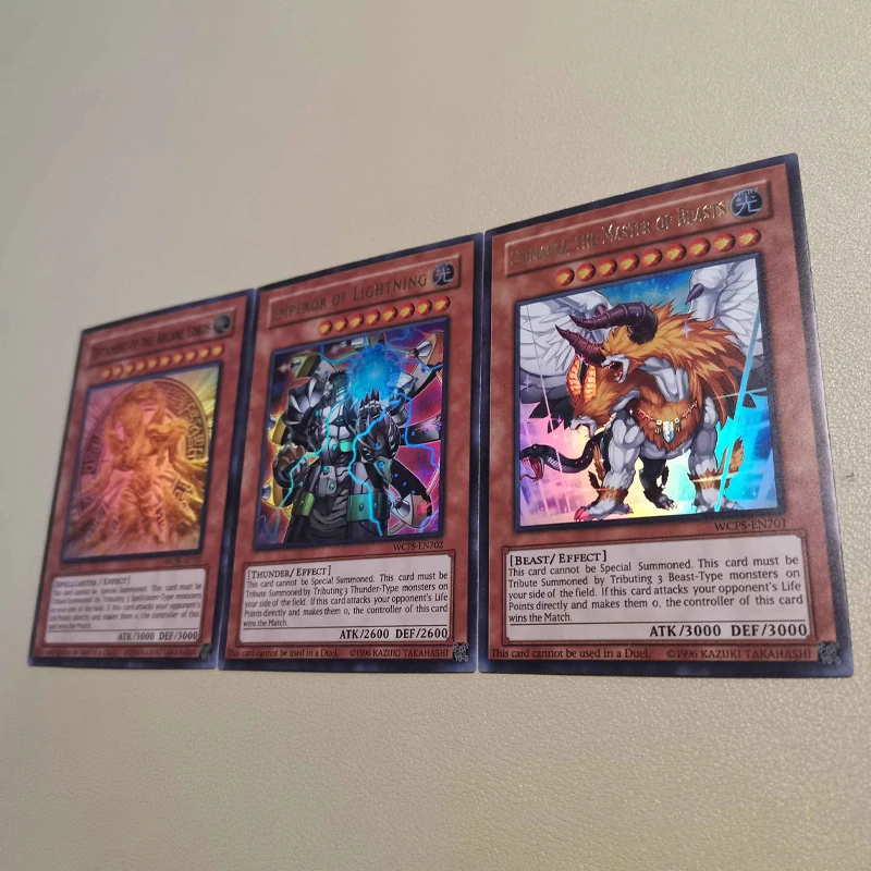 3 قطع DIY يو غي أوه! بطاقة فلاش إمبراطور البرق شيماراتهي سيد الوحوش معهد الأياد الغامضة بطاقة قابلة للجمع