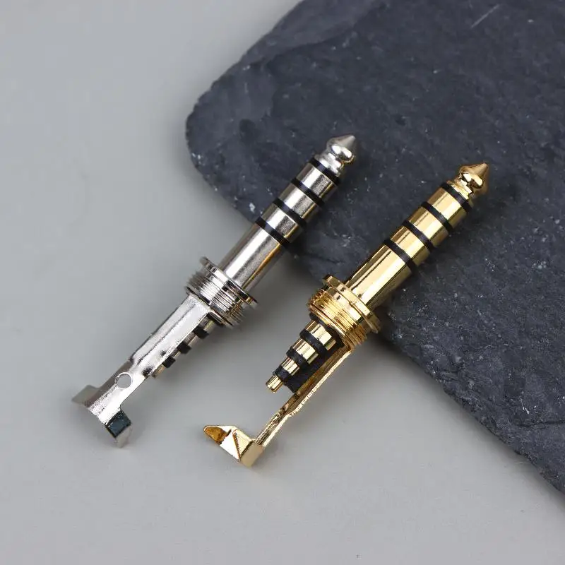 1Pc HIFI Copper Rhodium Plated 4.4MM Balanced Plug 5Pole With Clip Audio Jack Connector Thread Cable Clamp Pins