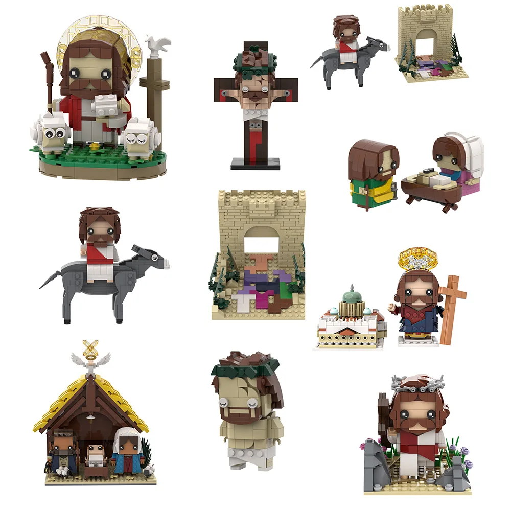 

Moc Biblical Jesus&Virgin Mary Building Blocks-Nativity Crucifixion&Saints Model Kit Religious Figure Scene Bricks Set Kids Toys