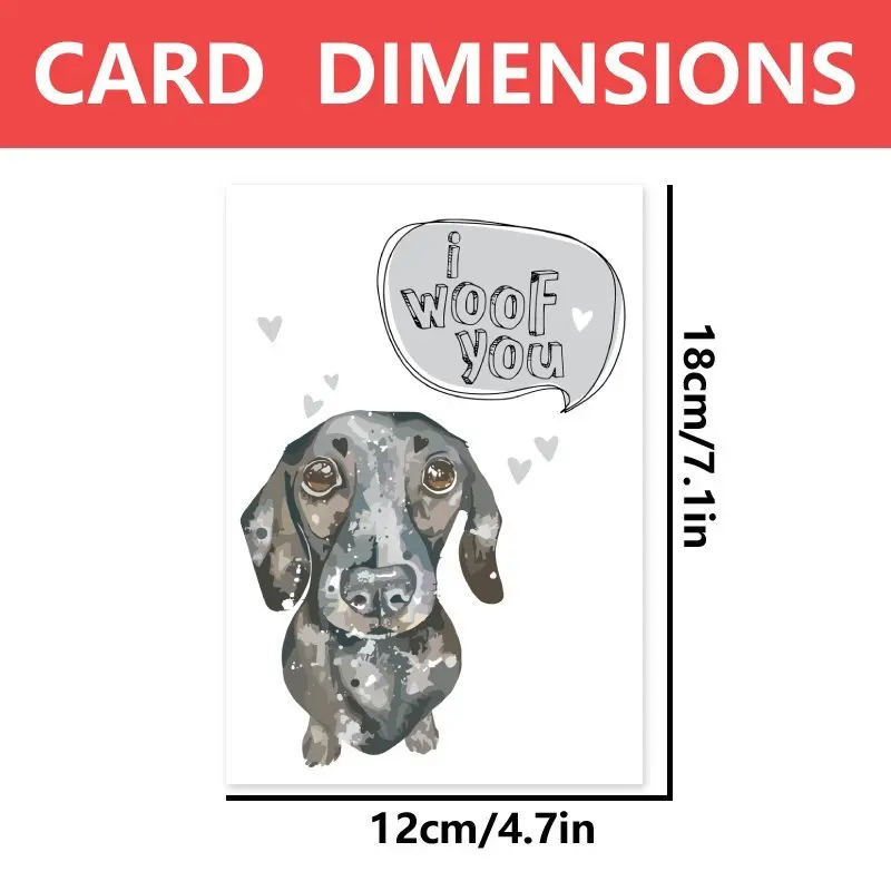 1pc, Sausage Dog Valentine's Day Card, I Woof you, Fun Love Card, Cute Holiday Gift Card, Suitable for Everyone