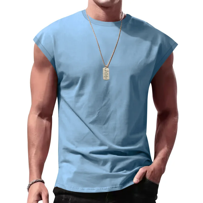 

Cross-border men's clothing summer new sleeveless vest men's loose casual solid color thin vest