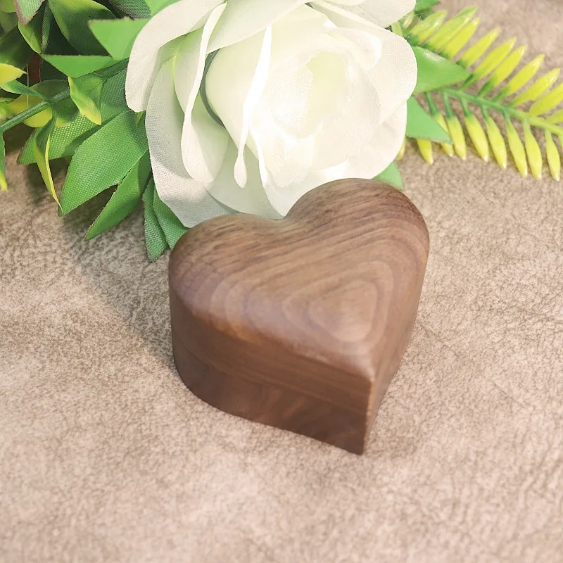 

1pcs Heart Shape Ring Box Solid Wood Proposal Jewelry Box For Couple Rings Gift Packaging Box For Wedding Proposal