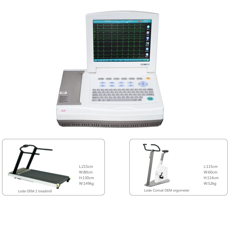 Advanced Medical Digital Touch Screen Treadmill Electrocardiograph Device 12 Channel Stress Test Exercise ECG EKG Machine