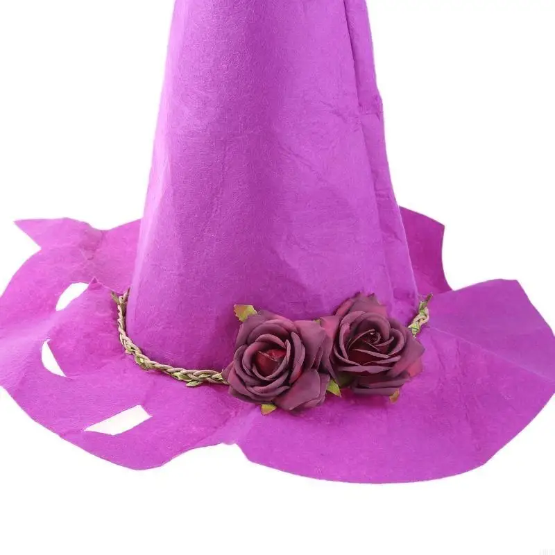 Beautiful Witch Hat Creative Steeple Hat Wizard Hat Artificial Flower