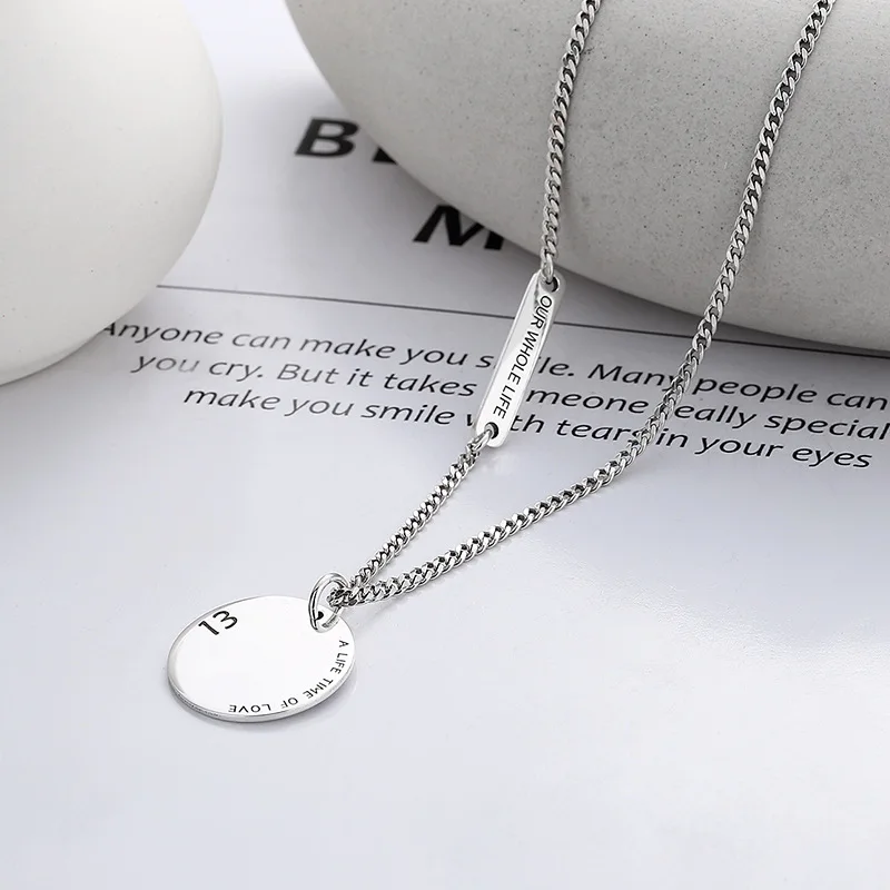 

925 пробы Серебряное ожерелье для пар, Круглый Кулон 1314 и минималистичный модный стиль