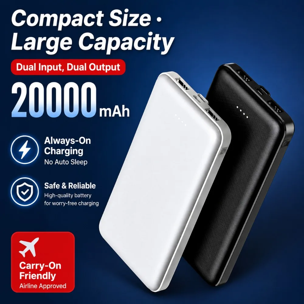 New 20000mAh Multi‑Purpose Power Bank Powerbank Continuous Power for Heated Clothes Cooling Mug Portable External Battery Pack