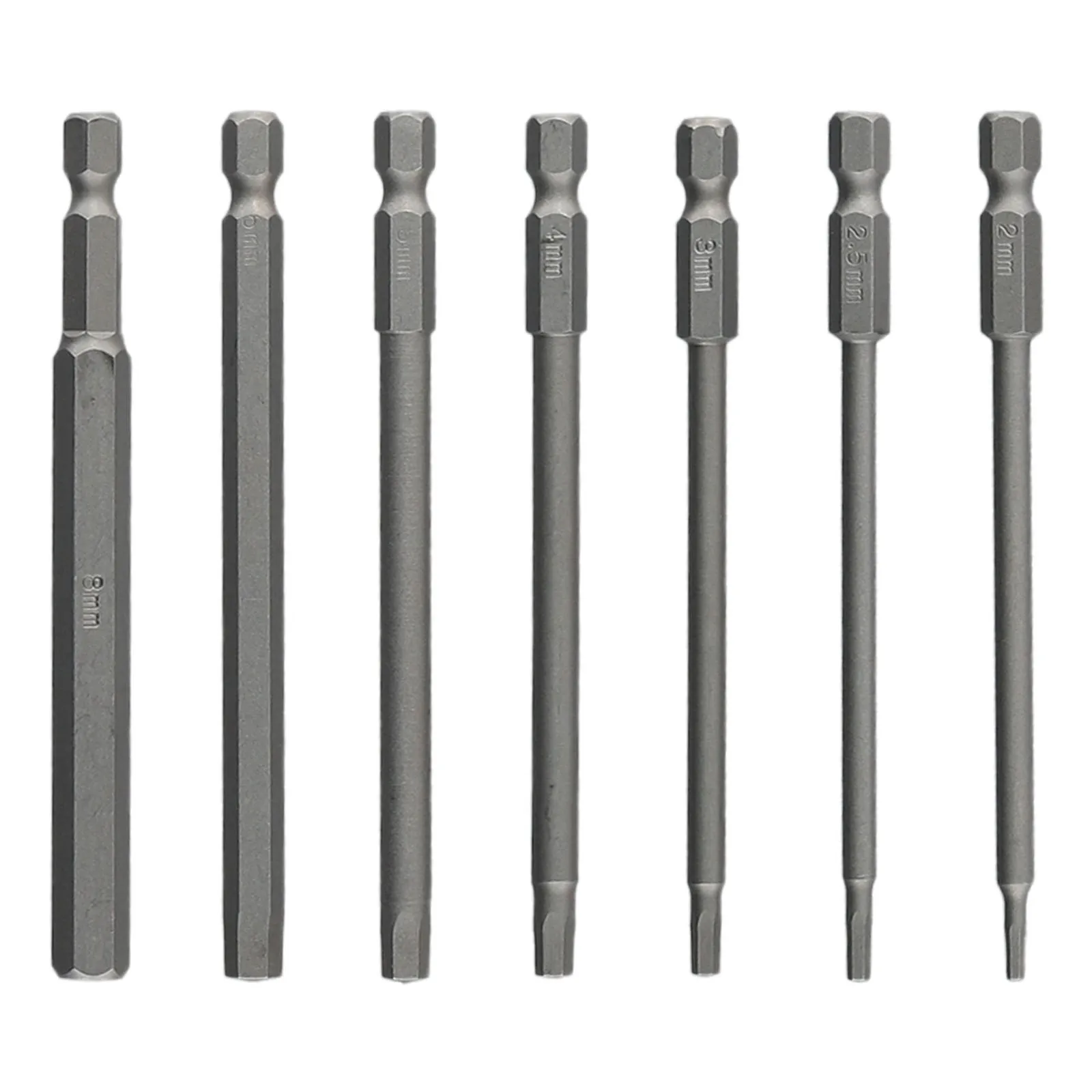 Comprehensive Hex Drill Bit Collection 100mm Long Magnetic Drivers for Electric and Manual Use Total of Seven Pieces