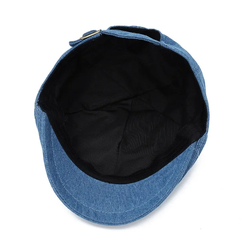 Spring and Summer Solid Denim Newsboy Caps Men Flat Peaked Cap Women Painter Beret Hats 102 image 6