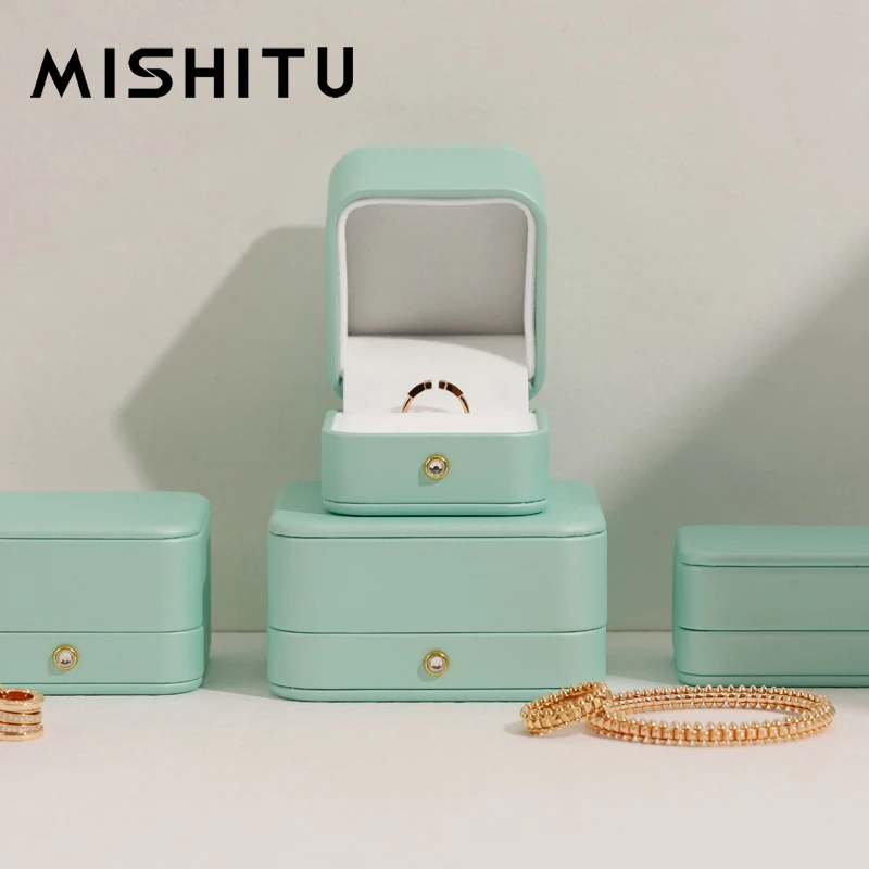 MISHITU Premium Leather Ring Box For Women Gift Diamond Ring Bracelet Necklace Jewelry Box Girlfriend Proposal Wedding Love Gift